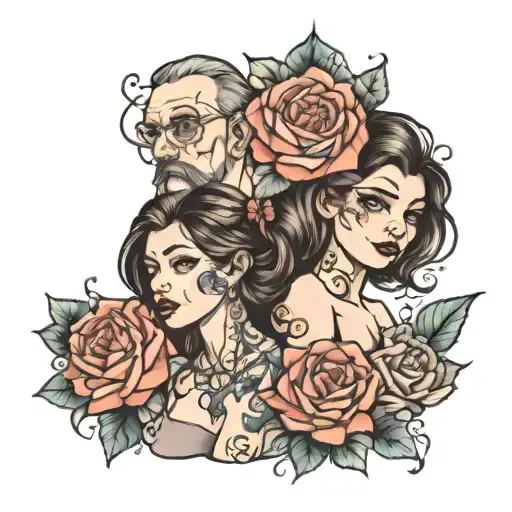 Two Daughters And Father