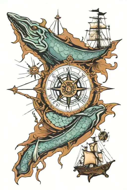 Horseshoe Crab Pirate Ship Compass Mermaid