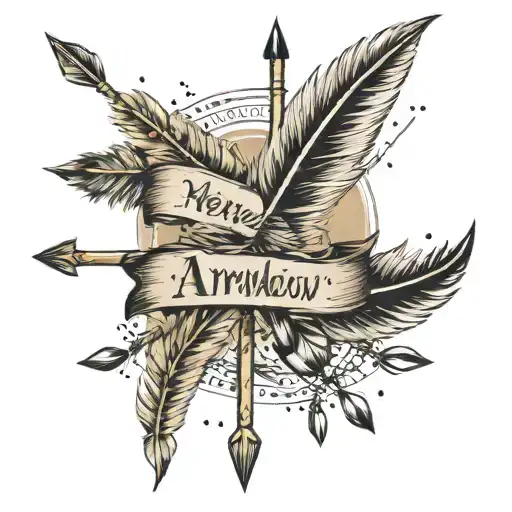 Arrow With Feathers Hanging Off End With Kids Names