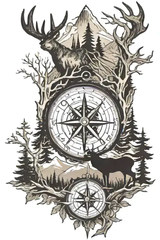 Compass Mountain Deer Antler Trees