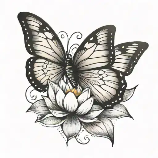 Butterfly On Lotus Flower