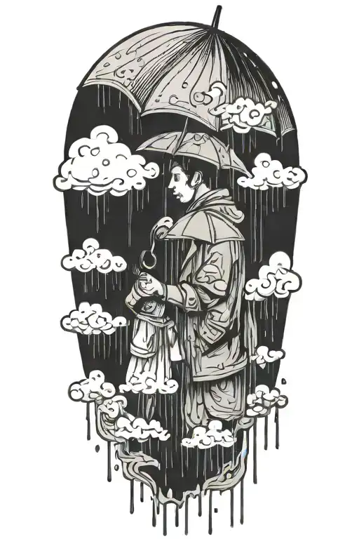 Raining With An Umbrella Getting Rained