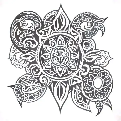 Polynesian Tattoo With Cancer Zodiac Sign Incorporated
