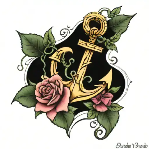 Anchor Made From Blossom And Rose Growing Turning From Organic