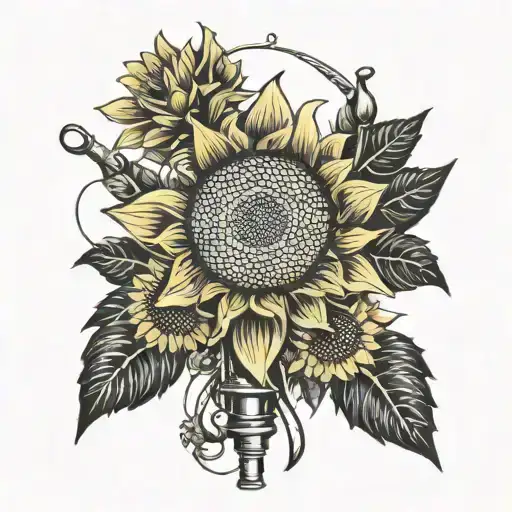 Sunflower And Fishing Poles