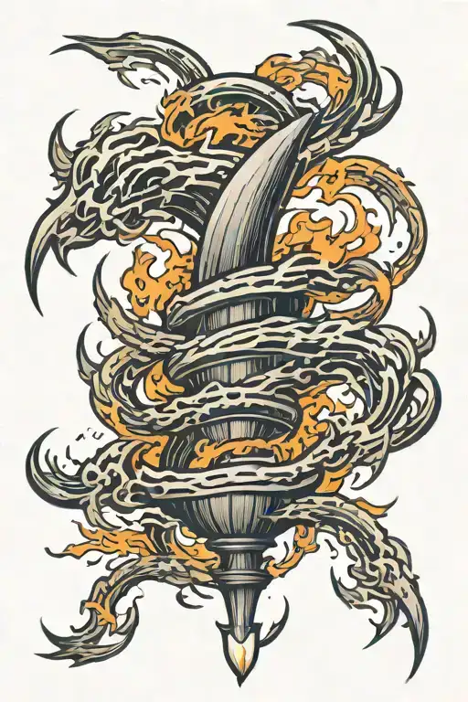 Flames Tornado With Lightning Arcs