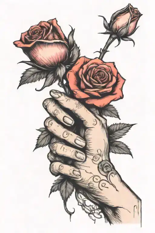 A Man Giving A Rose To A Lady He Love And His Hand Is Bleeding From Gripping It So Tight