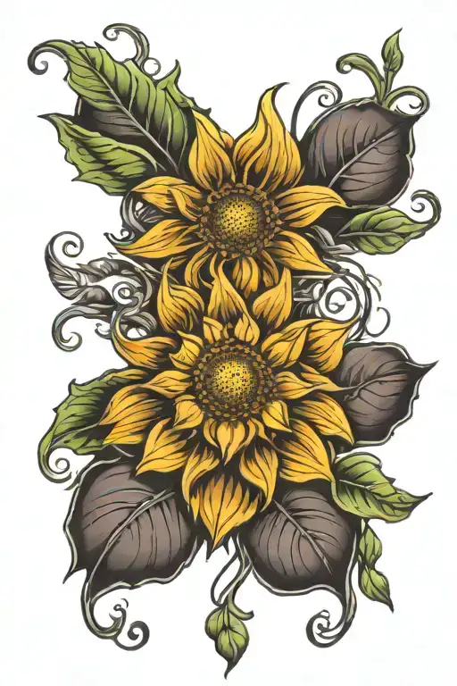 Sun Flower With A Name Intertwined