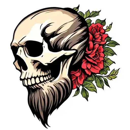 Side Profile Of Bearded Skull