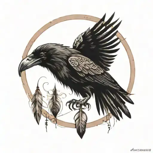 Raven And Indian Head Surrounded