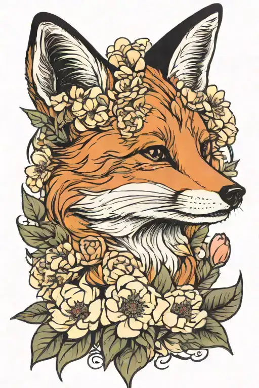 Happy Fox In Peonies Flower