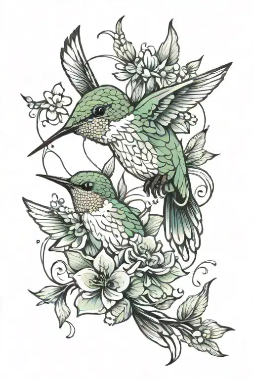 Hummingbird Flowers Intertwined