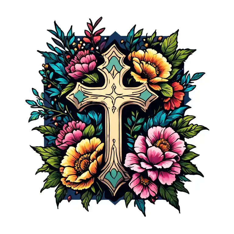 Cross With Flowers
