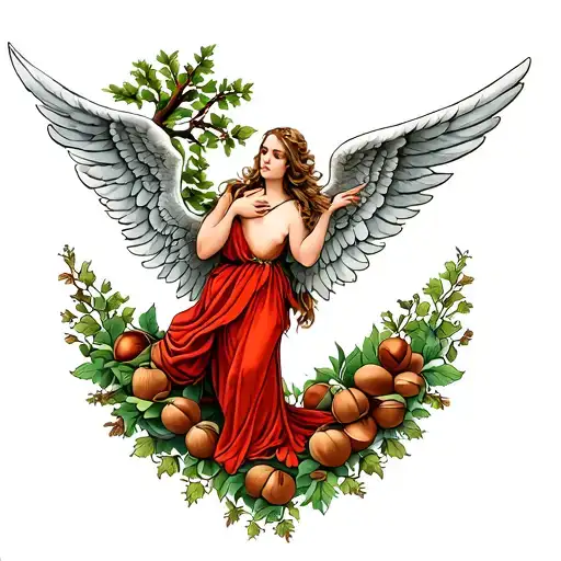 Angel And Hazelnut Tree