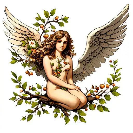 Angel And Hazelnut Tree