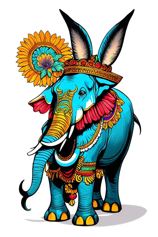 Mule Standing On Elephant Stand