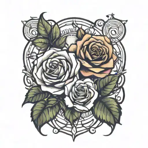 Simple Rose And Gemini Zodiac Symbol Merging