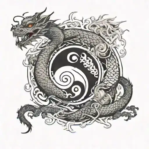 Budda Dragon Yinyang Full Chest Tattoo Design Combining Elements