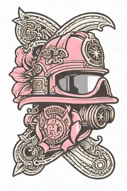 Pink With A Firefighter Helmet In It And An H Engraved On The Helmet