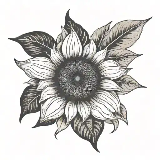 Sunflower Minimal Line Art