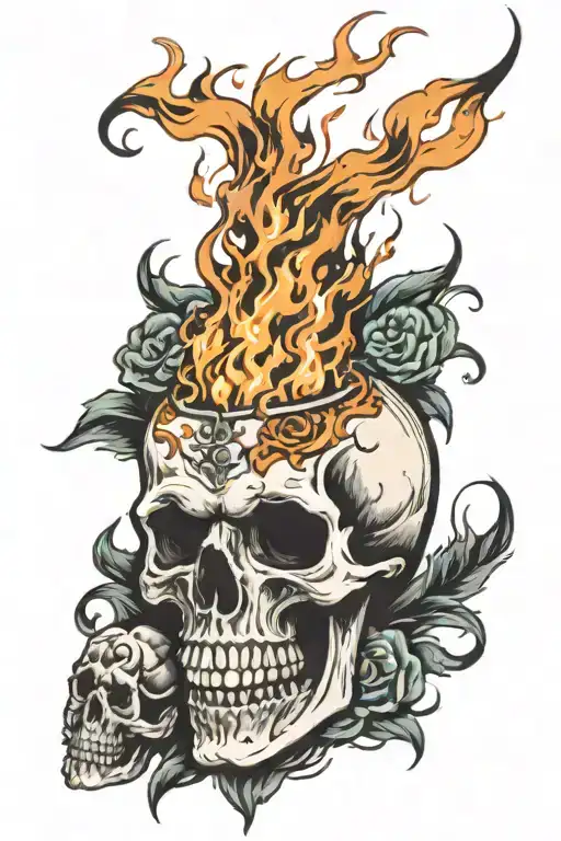 Burning Skull Surrounded