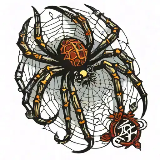 Spider Crawling Up A Web