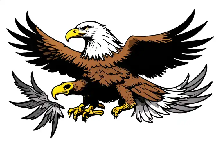 Eagle That Protects Its Aiglons And Its Female