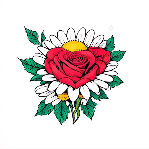 Daisy Heart And Roses