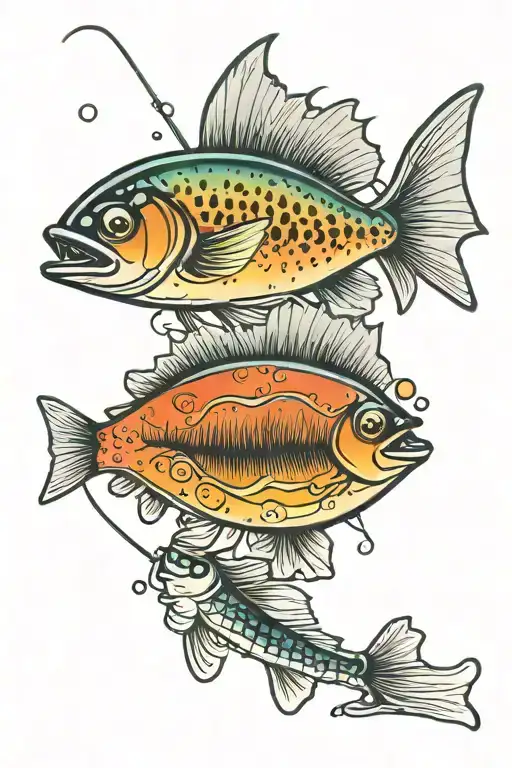 Fishing Lure With Women Ice Fishing Inside With A Sunset