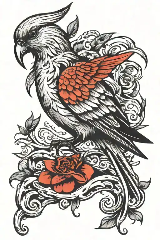 Bird Sitting On Human Spine