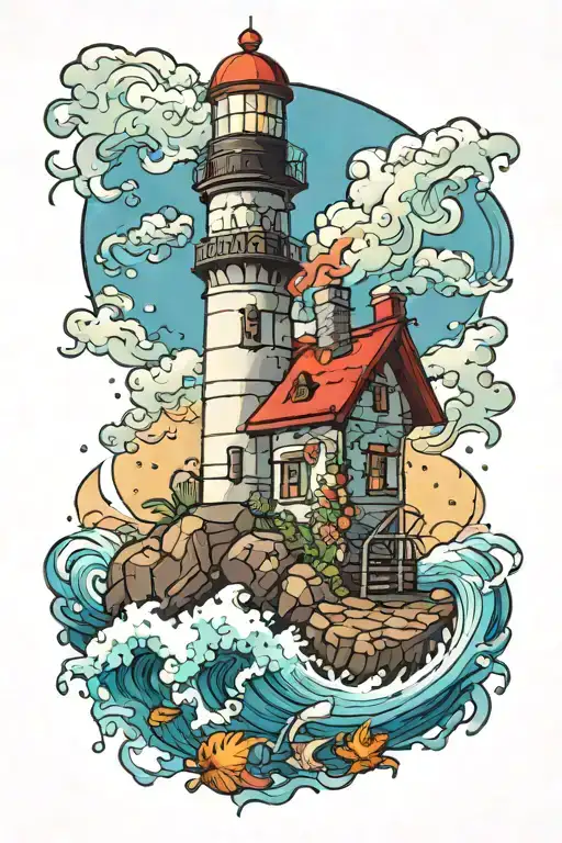 Ocean Splashes On Lighthouse Overlooking