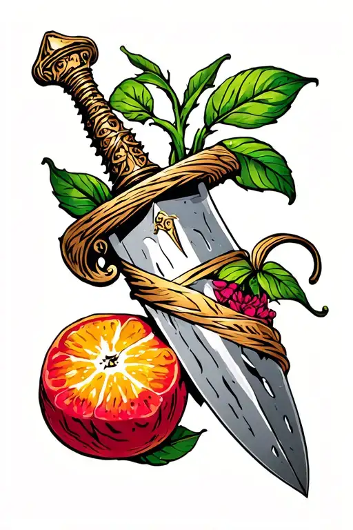 Bright Fruit Wrapped Around A Dagger