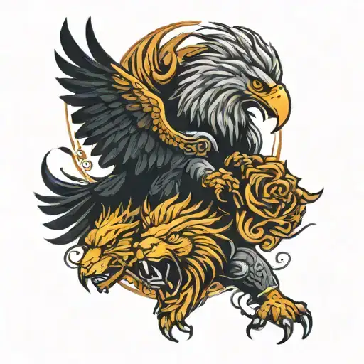 Eagle Lion And Finiks Fight