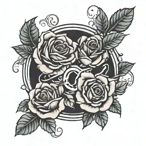 Gemini Sign And Rose Intertwined