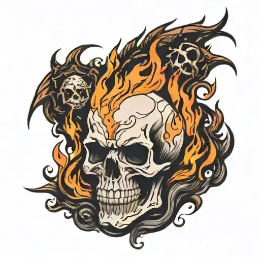 Flaming Skull Surrounded