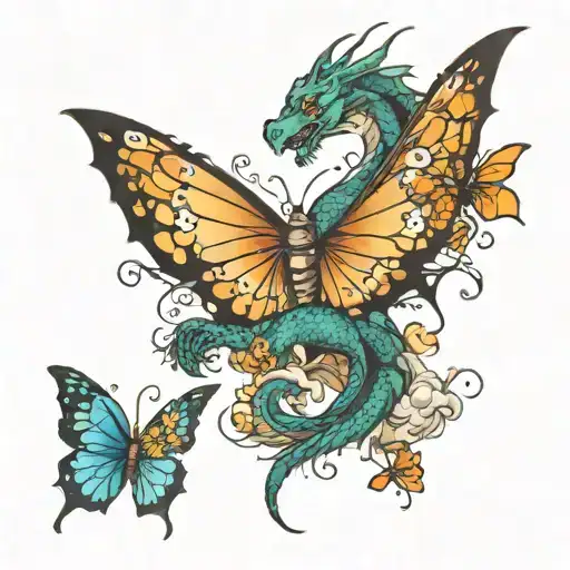 Dragon And Butterflies