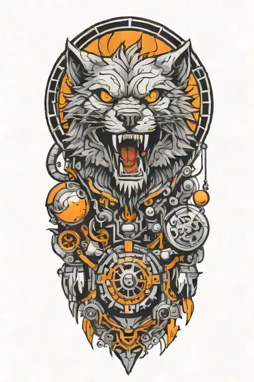 Robotic Werewolf Howling Moon