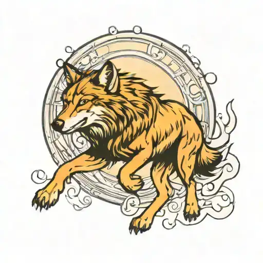 Running Wolf Under A Full Moon