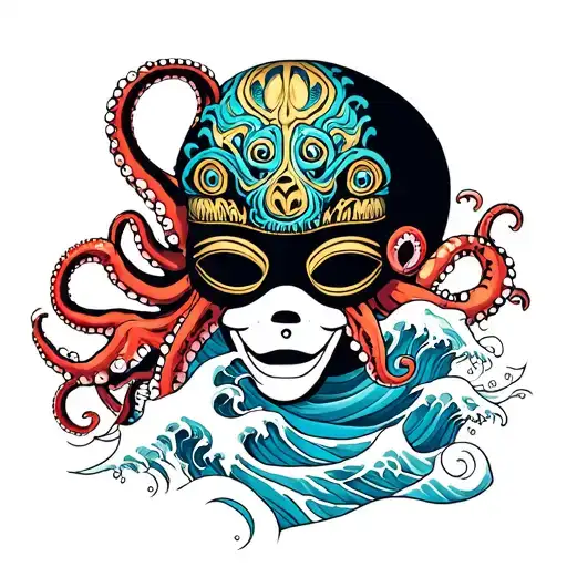 Onni Mask With Octopus And Waves