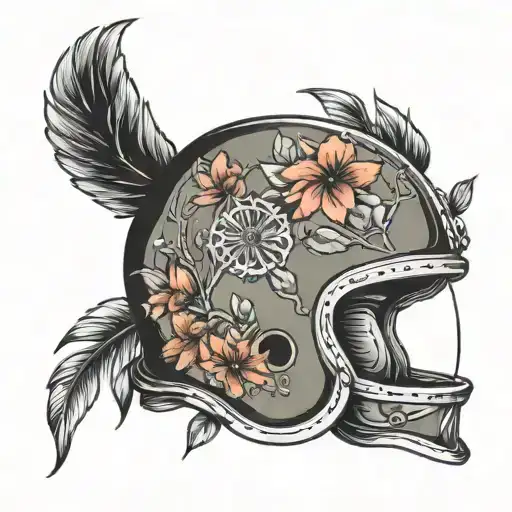 Helmet Tattoo With Nature Inspired