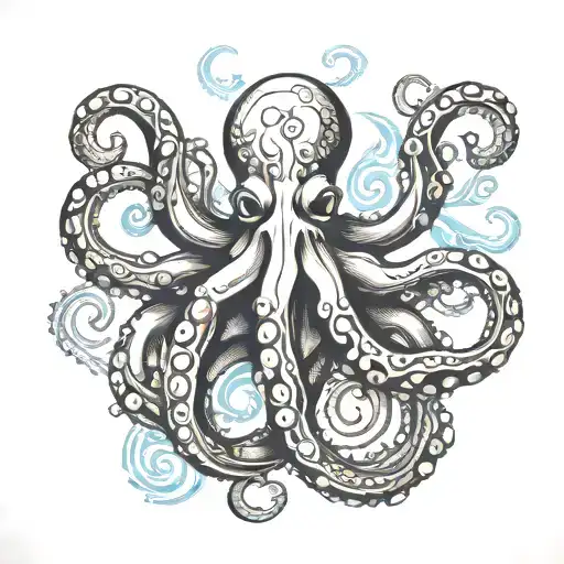 Octopus Wrapped Around Anchor Intertwined