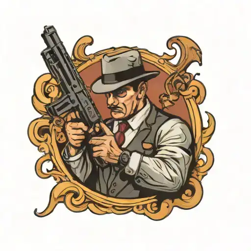 Mafia Ganster Holding Thompson Gun