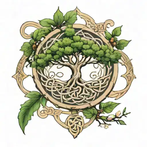 Celtic Tree Of Life Intertwined With A Ogham Symbol