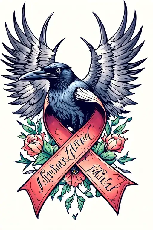 Raven And Cancer Ribbon