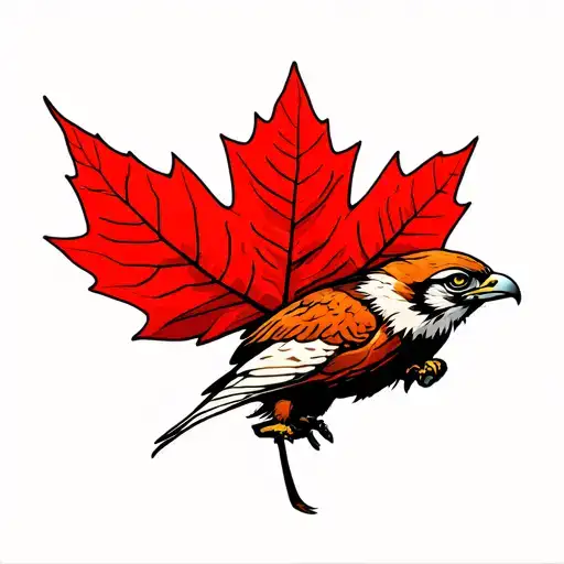 Falcon Clutching A Canadian Maple Leaf