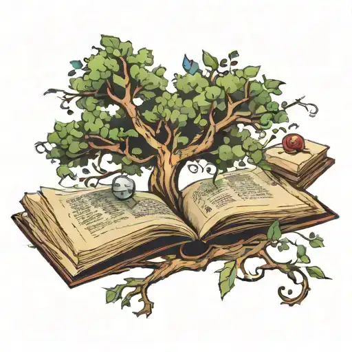 Tree Coming Through Gem And Book Pages