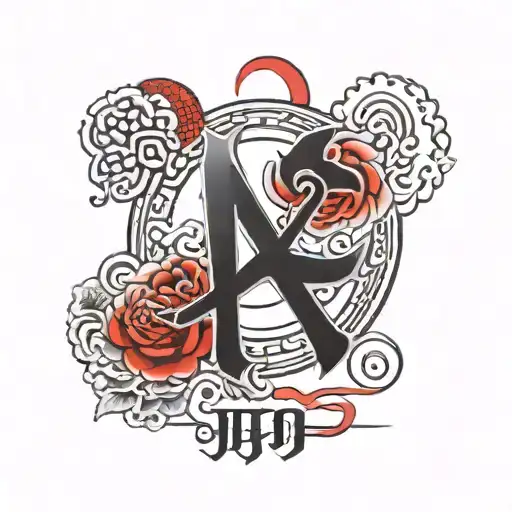 Japanese Alphabet With Black And Red