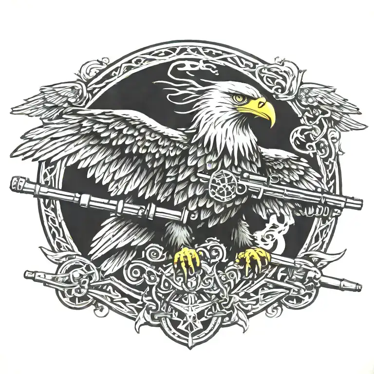 Eagle With 2 Rifles Crossed