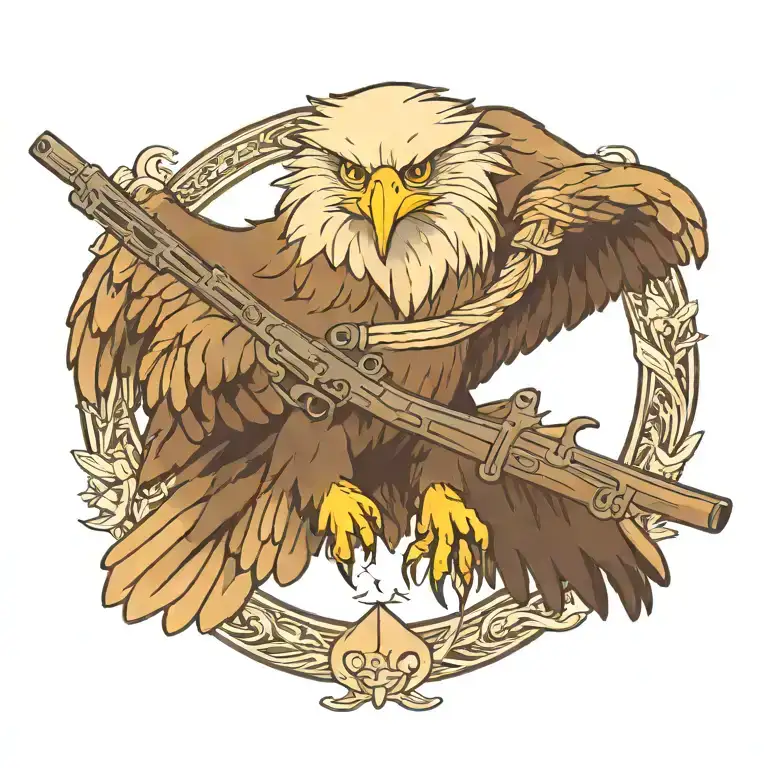Eagle With 2 Rifles Crossed
