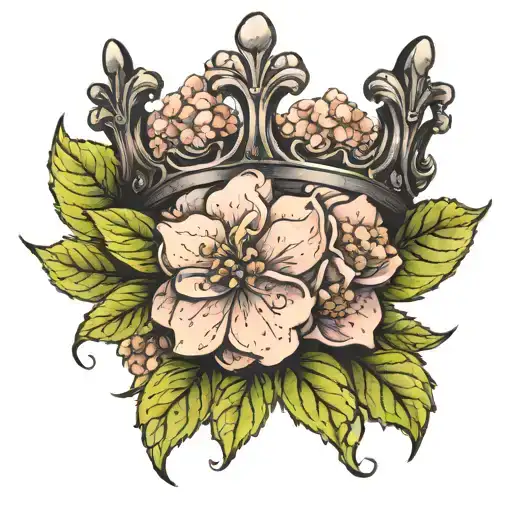 One Hydrangea Flower Blooming With A Crown